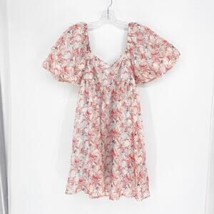 Sweet Lemon Puff Sleeve Floral Dress Size Large